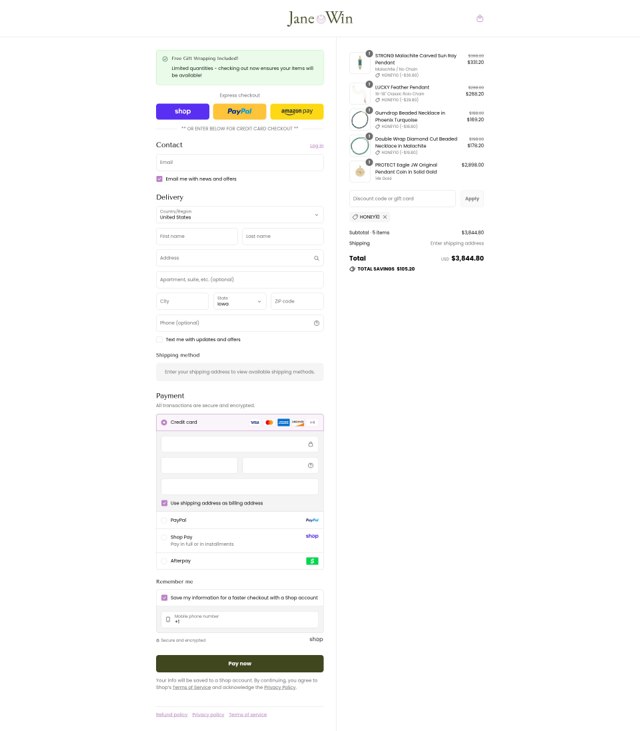 Jane Win checkout page showing Jane Win discount code box | Screenshot taken by SimplyCodes community member on Aug 30, 2025