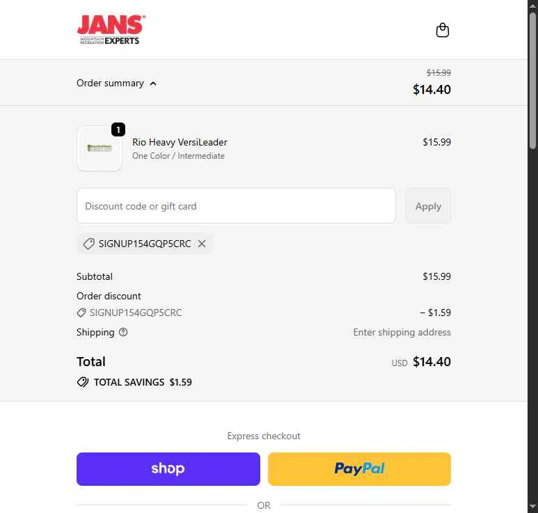Jans checkout page showing Jans promo code box | Screenshot taken by SimplyCodes community member on Jan 6, 2026