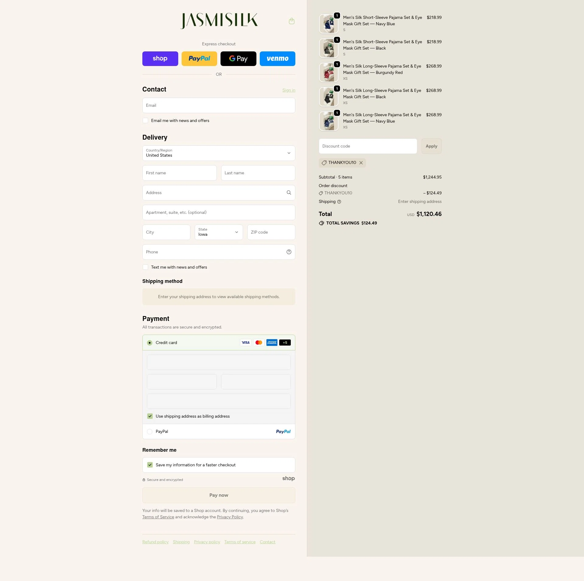 Jasmisilk checkout page showing Jasmisilk promo code box | Screenshot taken by SimplyCodes community member on Dec 28, 2025