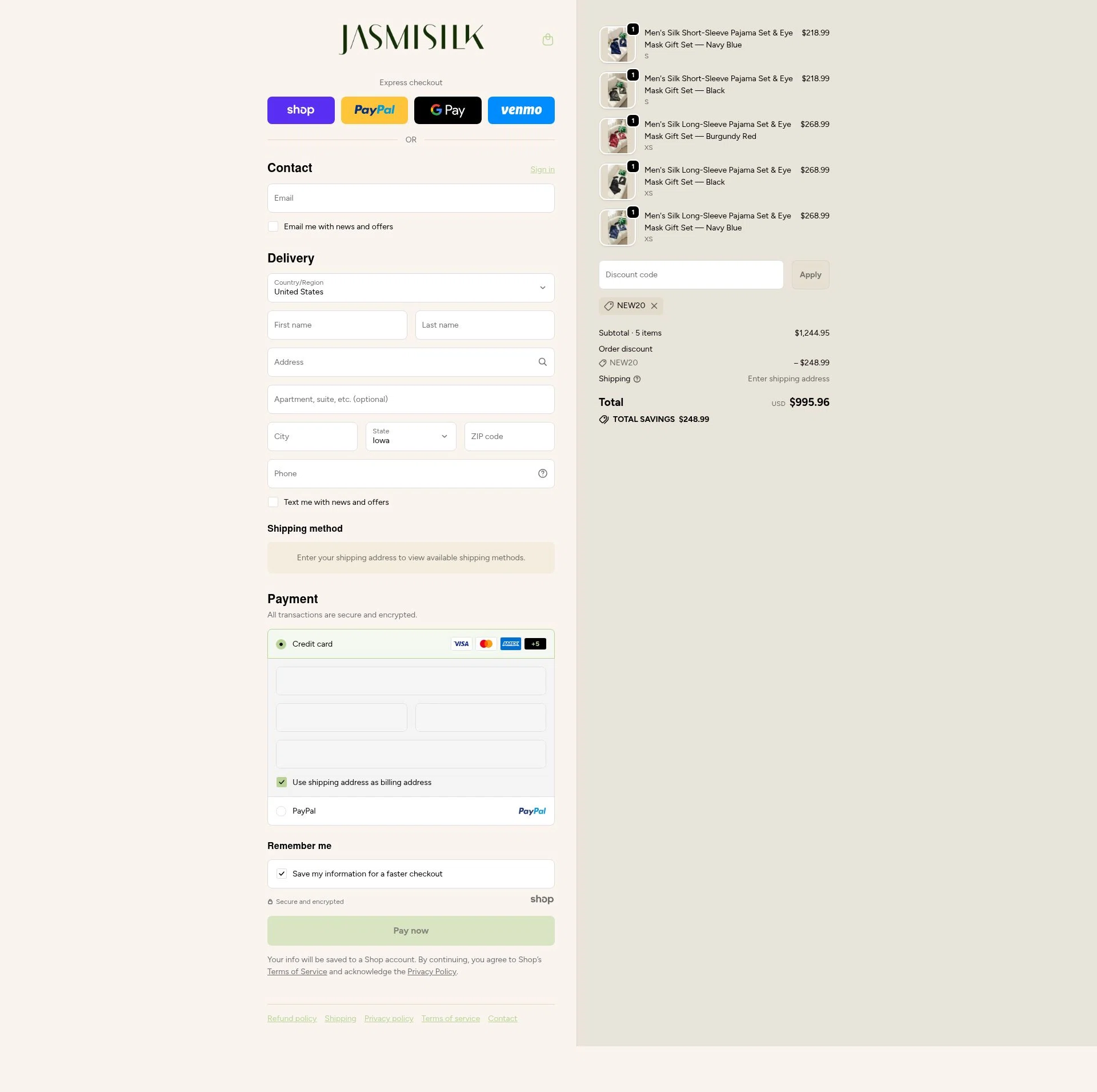 Jasmisilk checkout page showing Jasmisilk promo code box | Screenshot taken by SimplyCodes community member on Dec 28, 2025