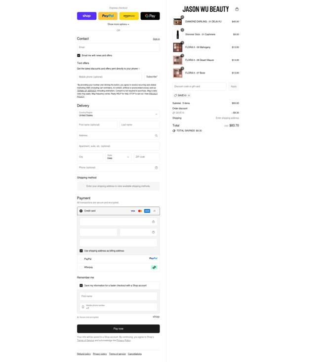 Jason Wu Beauty checkout page showing Jason Wu Beauty discount code box | Screenshot taken by SimplyCodes community member on Sep 15, 2025