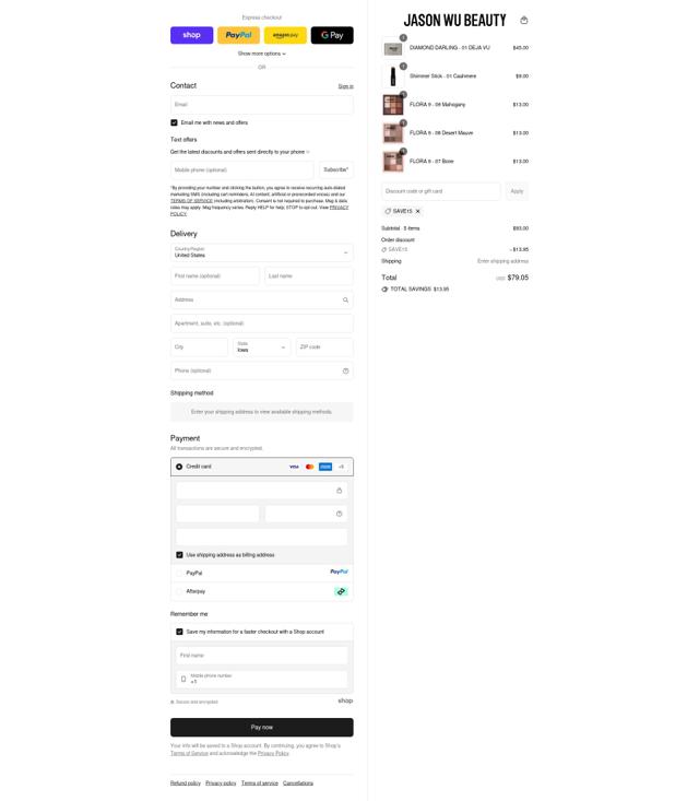 Jason Wu Beauty checkout page showing Jason Wu Beauty discount code box | Screenshot taken by SimplyCodes community member on Sep 15, 2025