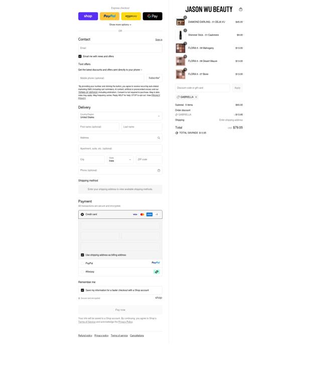 Jason Wu Beauty checkout page showing Jason Wu Beauty discount code box | Screenshot taken by SimplyCodes community member on Sep 15, 2025