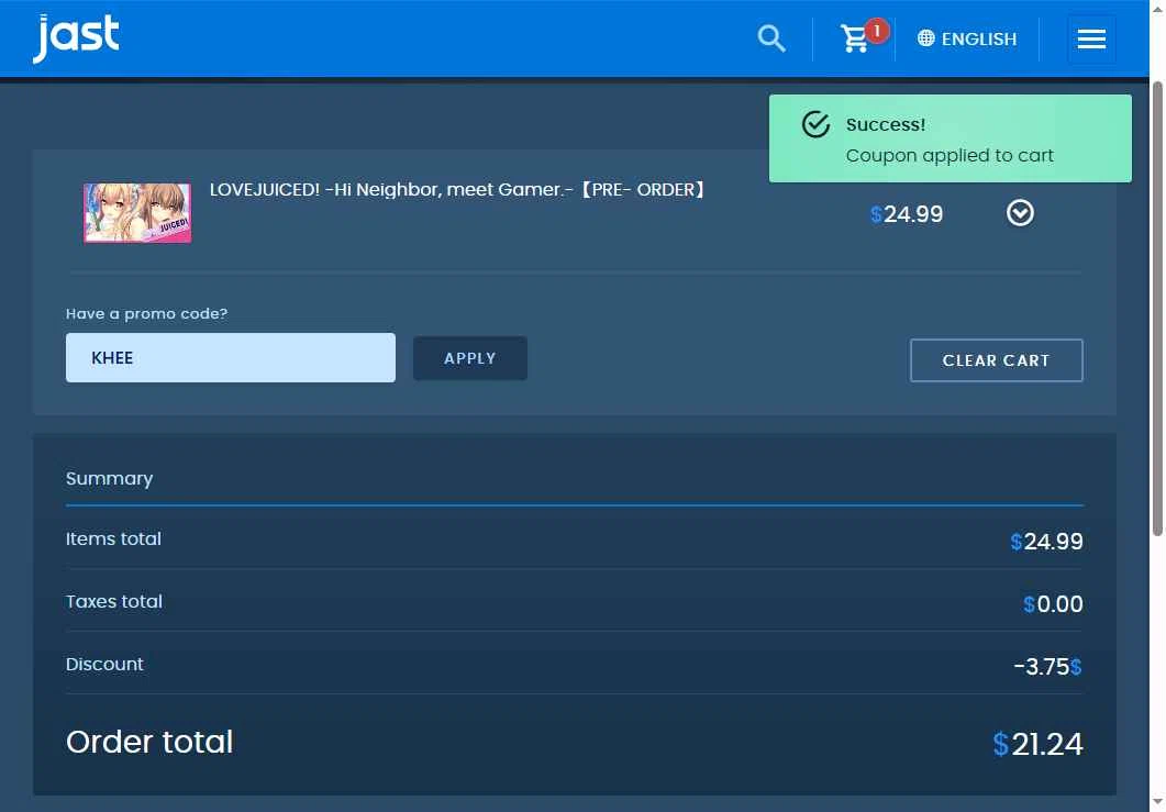 JAST USA checkout page showing JAST USA promo code box | Screenshot taken by SimplyCodes community member on Dec 27, 2025