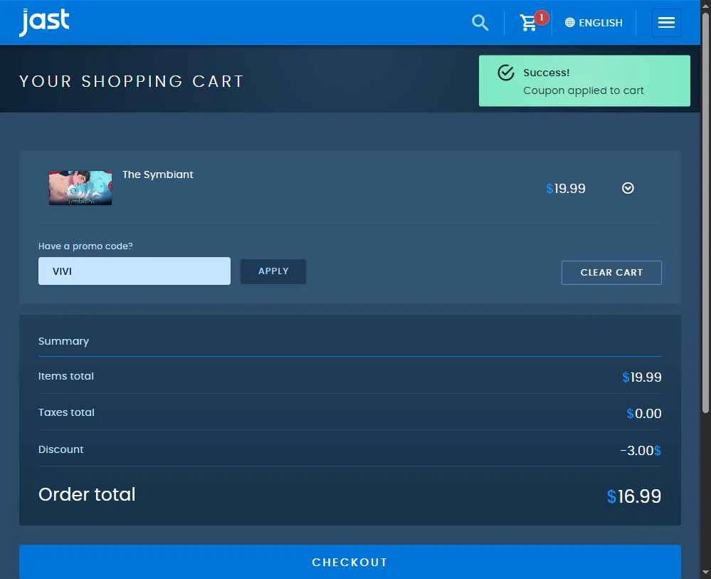 JAST USA checkout page showing JAST USA promo code box | Screenshot taken by SimplyCodes community member on Feb 12, 2026