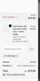 trypods coupon verification screenshot