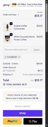 KYLE85257 coupon verification screenshot