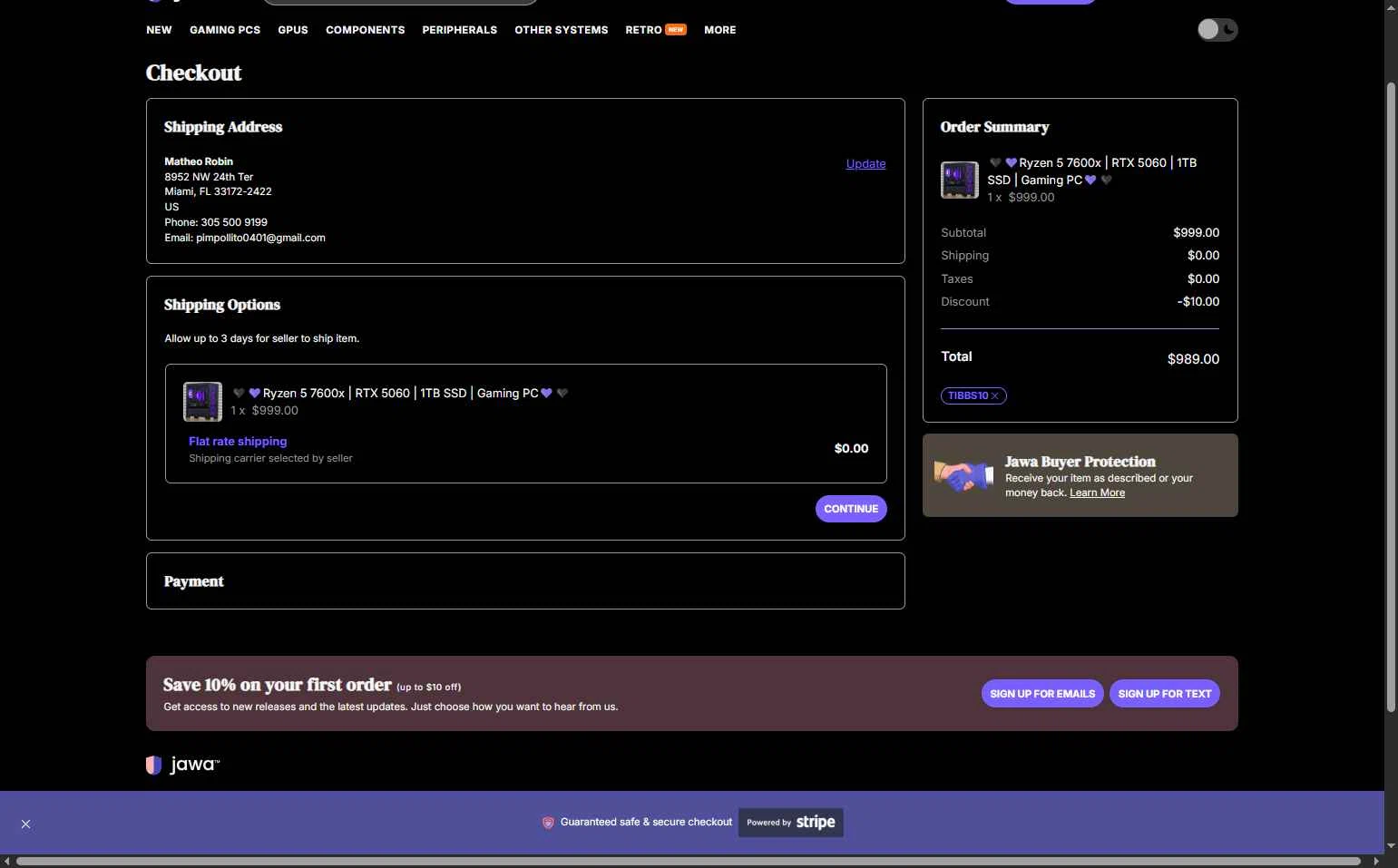 Jawa checkout page showing Jawa discount code box | Screenshot taken by SimplyCodes community member on Dec 15, 2025