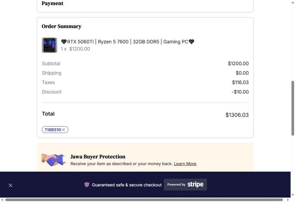 Jawa checkout page showing Jawa discount code box | Screenshot taken by SimplyCodes community member on Dec 30, 2025