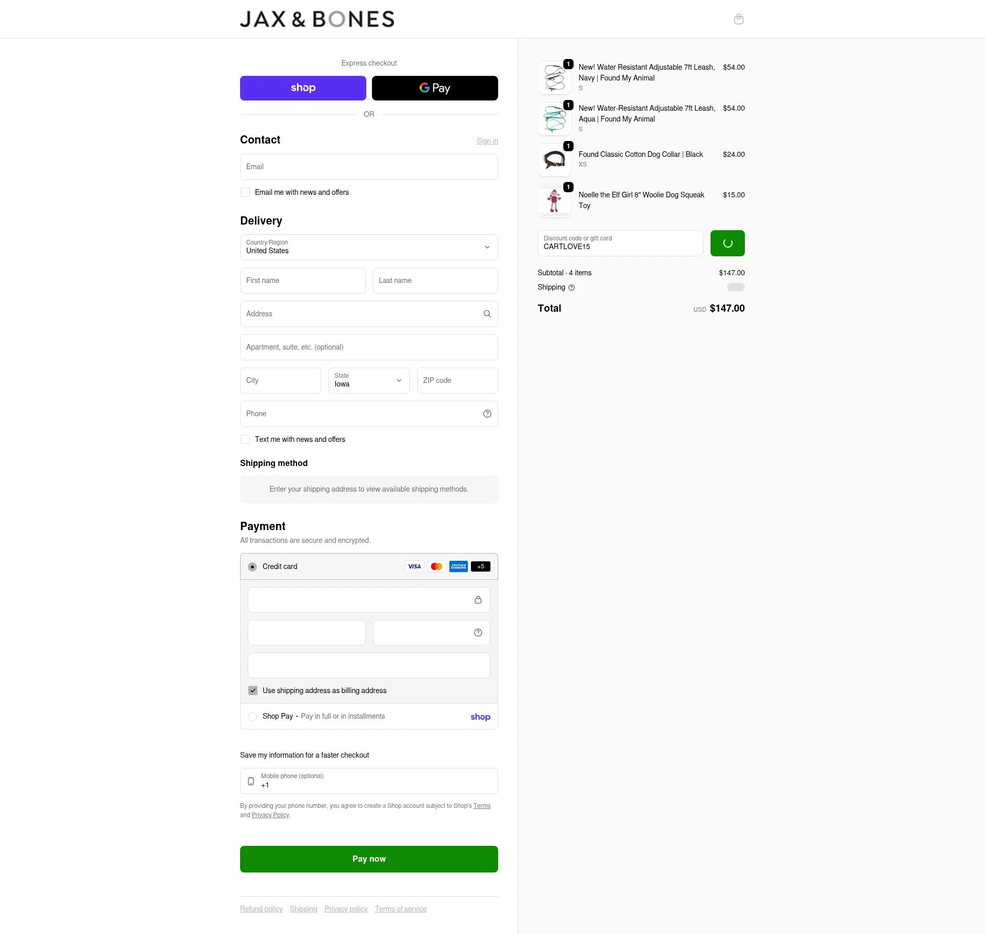 Jax & Bones checkout page showing Jax & Bones promo code box | Screenshot taken by SimplyCodes community member on Jan 31, 2026