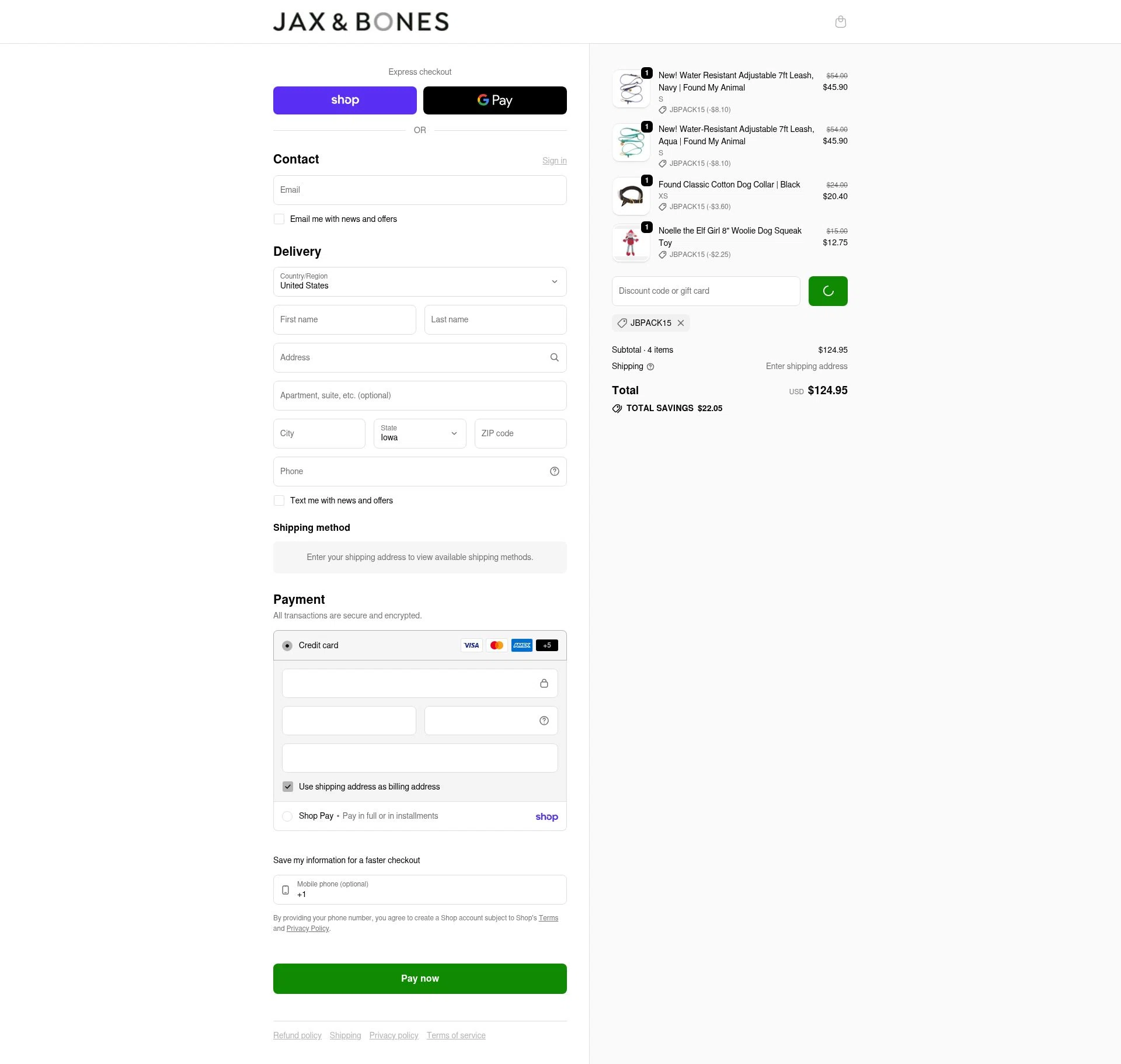 Jax & Bones checkout page showing Jax & Bones promo code box | Screenshot taken by SimplyCodes community member on Jan 31, 2026