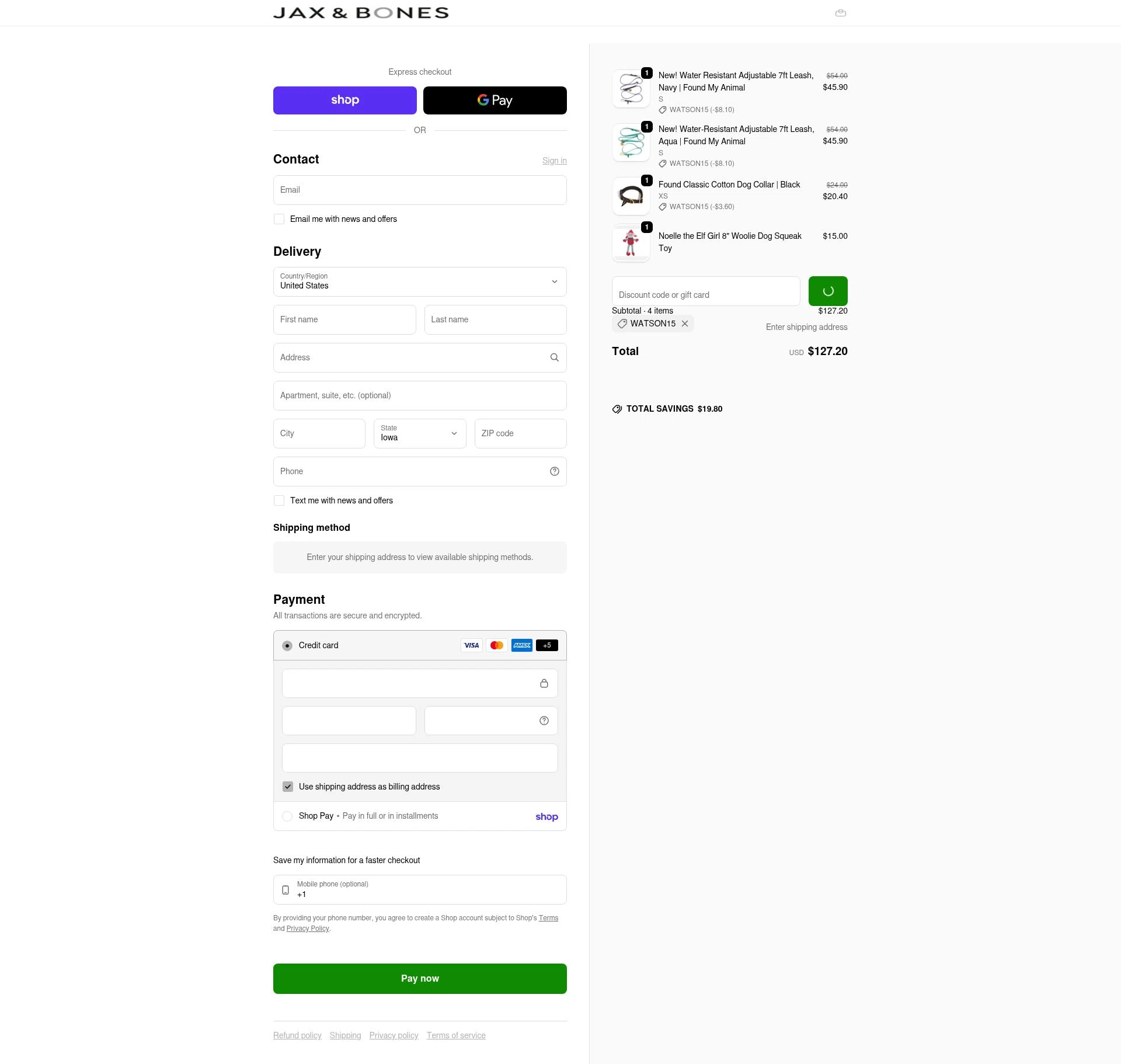 Jax & Bones checkout page showing Jax & Bones promo code box | Screenshot taken by SimplyCodes community member on Jan 31, 2026