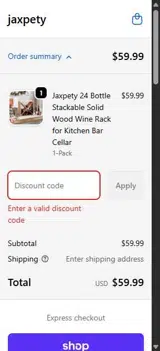 Jaxpety coupon verification screenshot