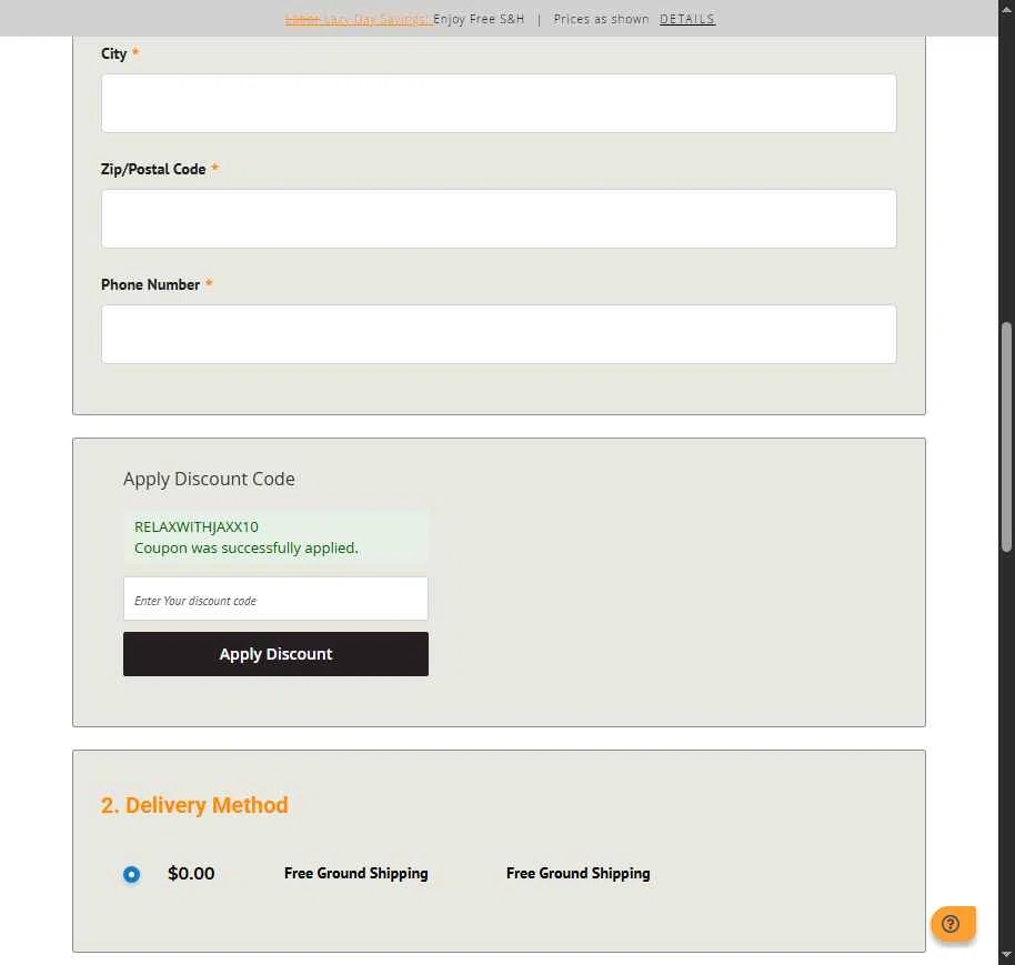 Jaxx checkout page showing Jaxx discount code box | Screenshot taken by SimplyCodes community member on Aug 25, 2025