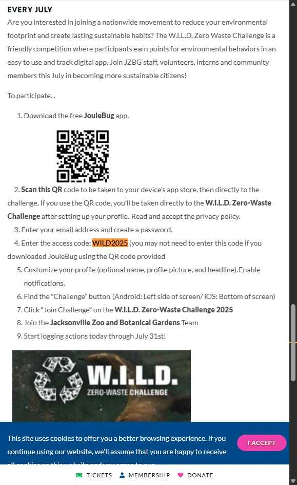 Jacksonville Zoo and Gardens checkout page showing Jacksonville Zoo and Gardens discount code box | Screenshot taken by SimplyCodes community member on Nov 9, 2025