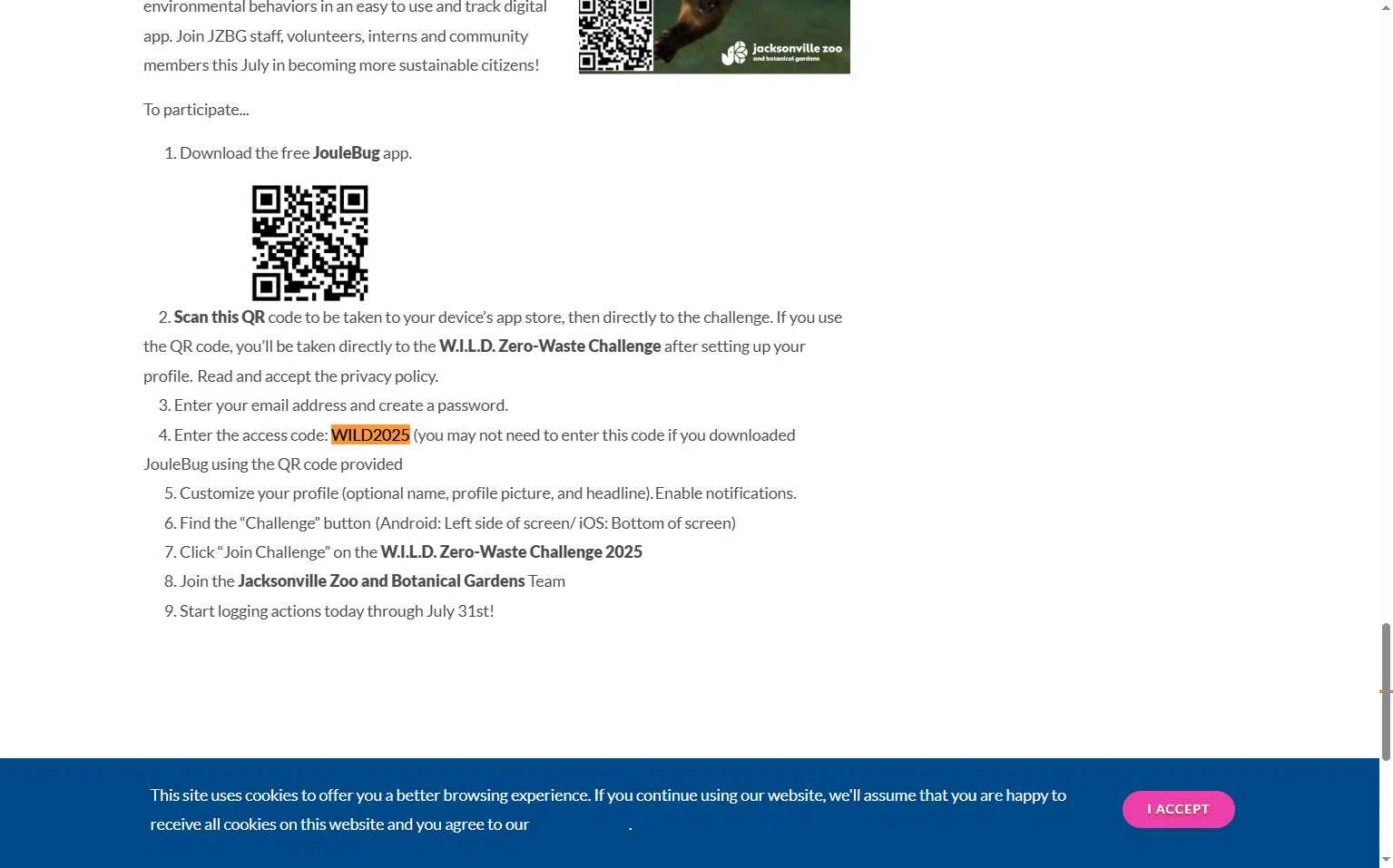 Jacksonville Zoo and Gardens checkout page showing Jacksonville Zoo and Gardens discount code box | Screenshot taken by SimplyCodes community member on Dec 21, 2025