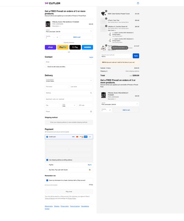 Jay Cutler checkout page showing Jay Cutler discount code box | Screenshot taken by SimplyCodes community member on Sep 7, 2025