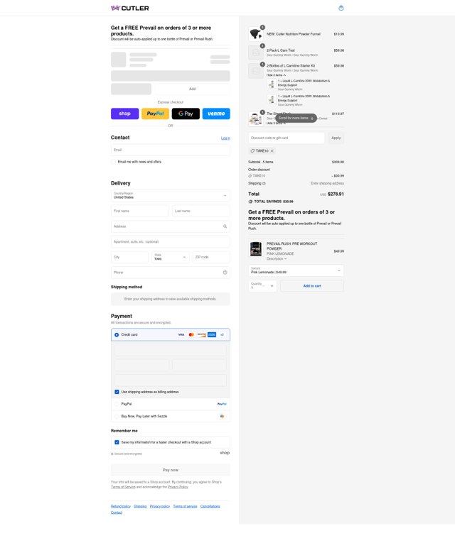 Jay Cutler checkout page showing Jay Cutler discount code box | Screenshot taken by SimplyCodes community member on Sep 7, 2025