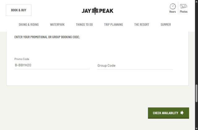 Jay Peak checkout page showing Jay Peak promo code box | Screenshot taken by SimplyCodes community member on Aug 19, 2025