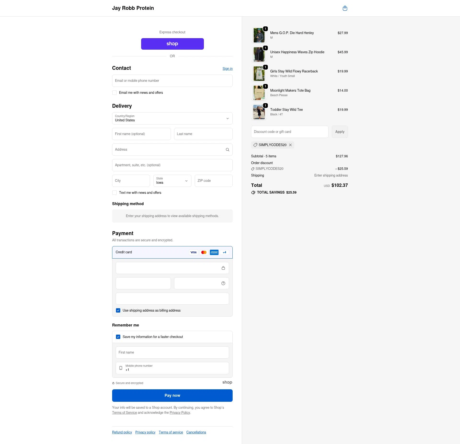Jay Robb checkout page showing Jay Robb coupon code box | Screenshot taken by SimplyCodes community member on Jan 2, 2026