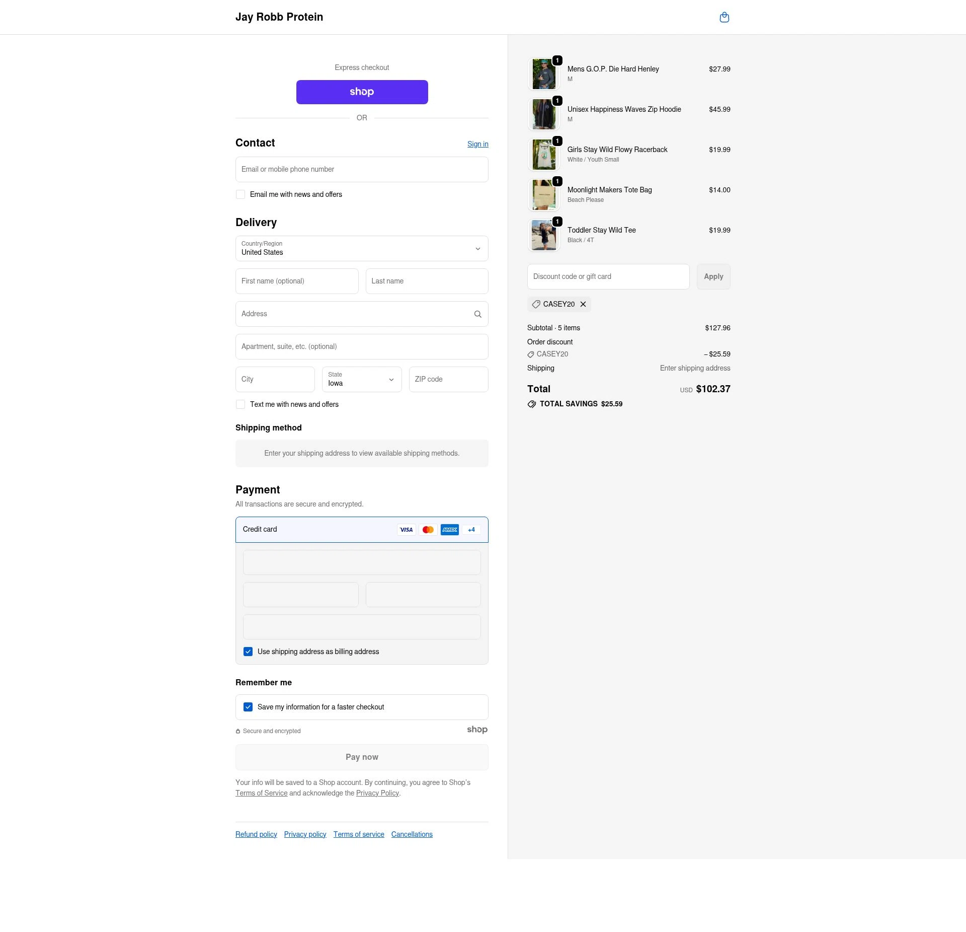 Jay Robb checkout page showing Jay Robb coupon code box | Screenshot taken by SimplyCodes community member on Dec 28, 2025
