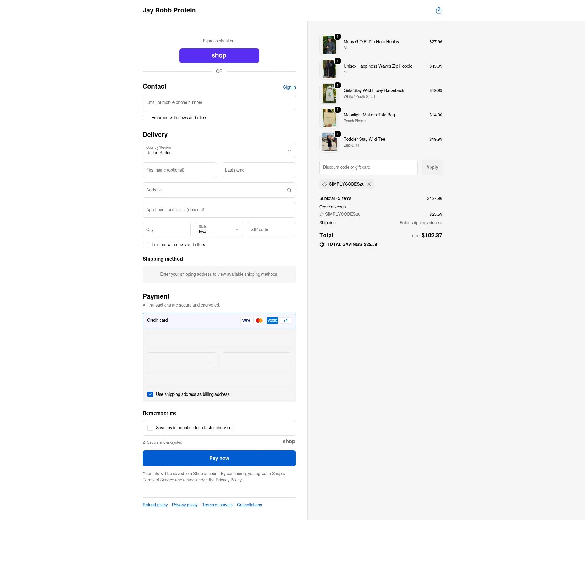 Jay Robb checkout page showing Jay Robb coupon code box | Screenshot taken by SimplyCodes community member on Jan 7, 2026