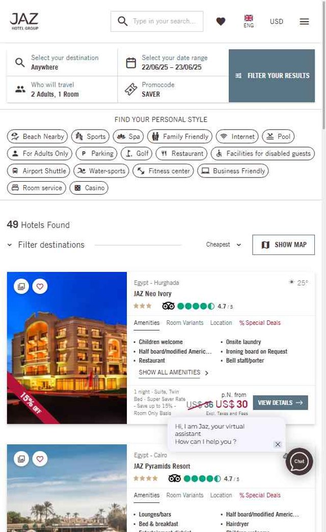 Jaz Hotel Group checkout page showing Jaz Hotel Group promo code box | Screenshot taken by SimplyCodes community member on Jun 19, 2025