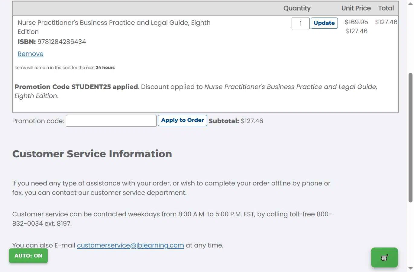 Jones & Bartlett Learning checkout page showing Jones & Bartlett Learning promo code box | Screenshot taken by SimplyCodes community member on Jan 29, 2026