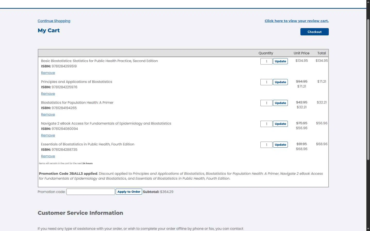 Jones & Bartlett Learning checkout page showing Jones & Bartlett Learning promo code box | Screenshot taken by SimplyCodes community member on Jan 29, 2026
