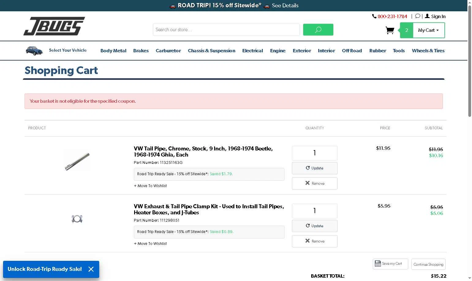JBugs checkout page showing JBugs coupon code box | Screenshot taken by SimplyCodes community member on Feb 23, 2026