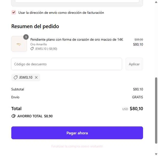 J&Co Jewellery checkout page showing J&Co Jewellery discount code box | Screenshot taken by SimplyCodes community member on Aug 23, 2025