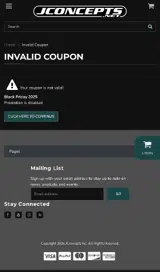 JConcepts coupon verification screenshot