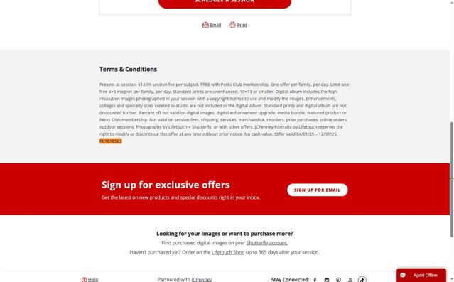 JCPenney Portraits checkout page showing JCPenney Portraits promo code box | Screenshot taken by SimplyCodes community member on Aug 16, 2025
