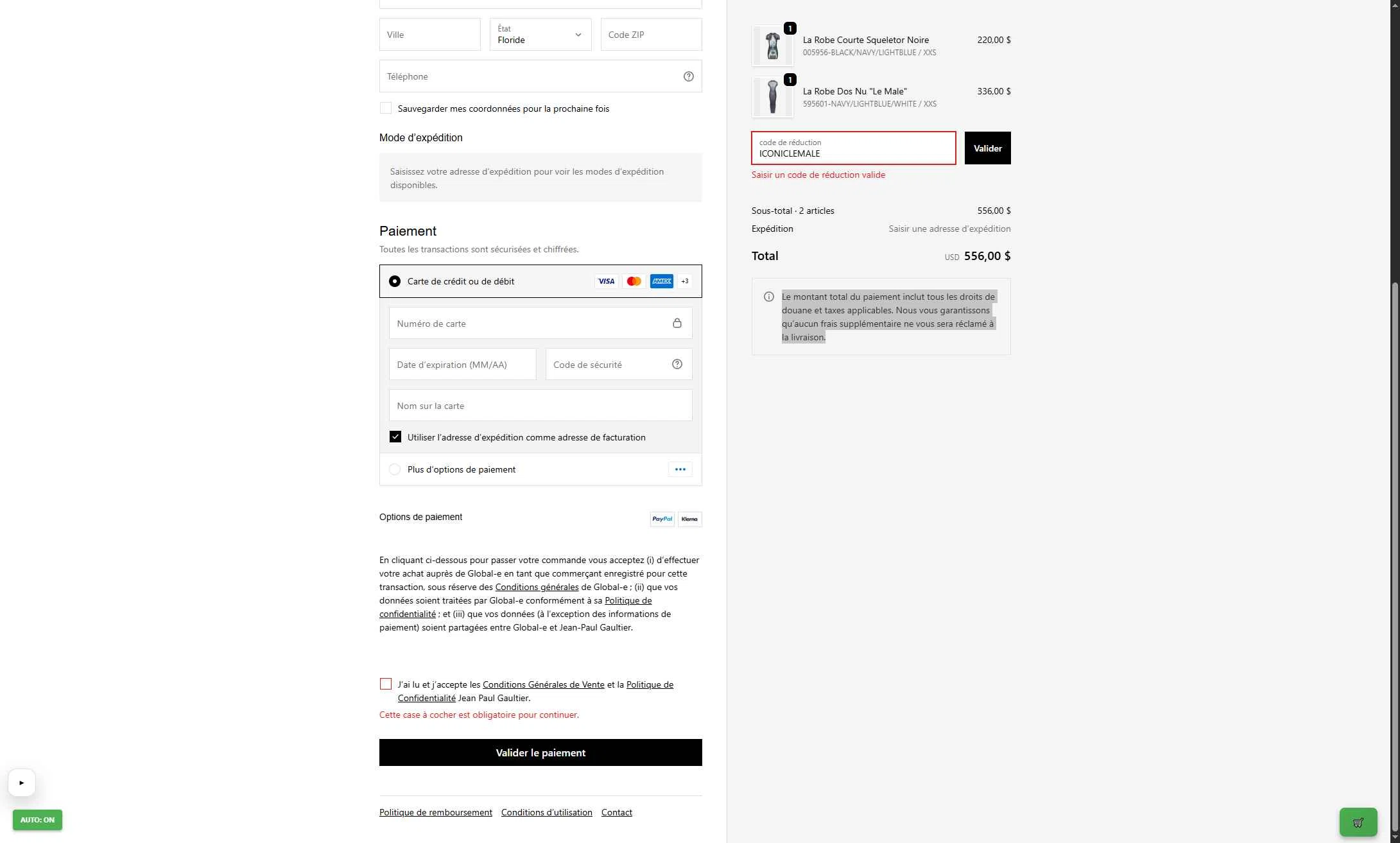 Verification screenshot for Free Gift Fragances (special Restrictions Apply) at Jean Paul Gaultier - 3mo ago