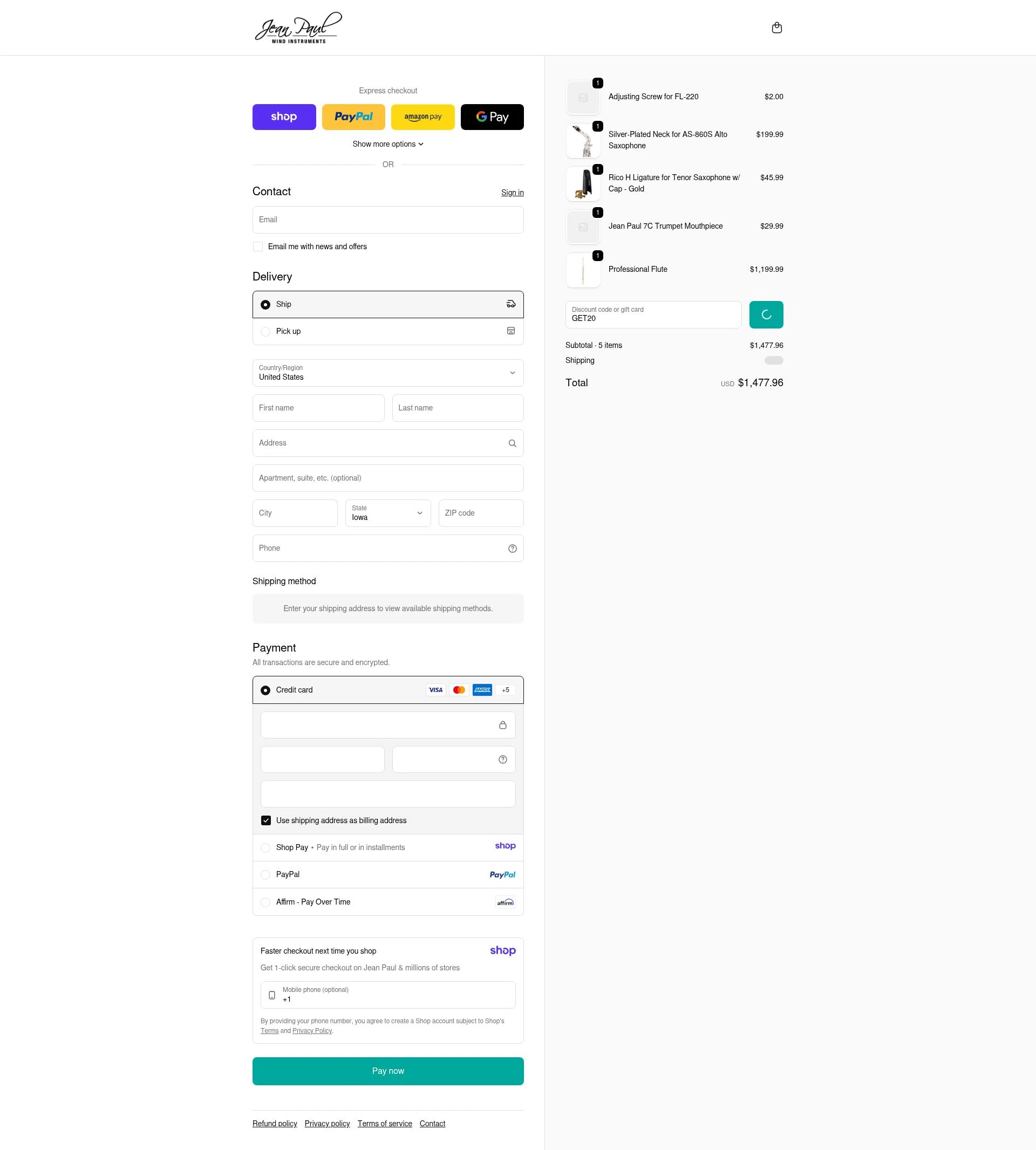Jean Paul USA checkout page showing Jean Paul USA discount code box | Screenshot taken by SimplyCodes community member on Jan 11, 2026