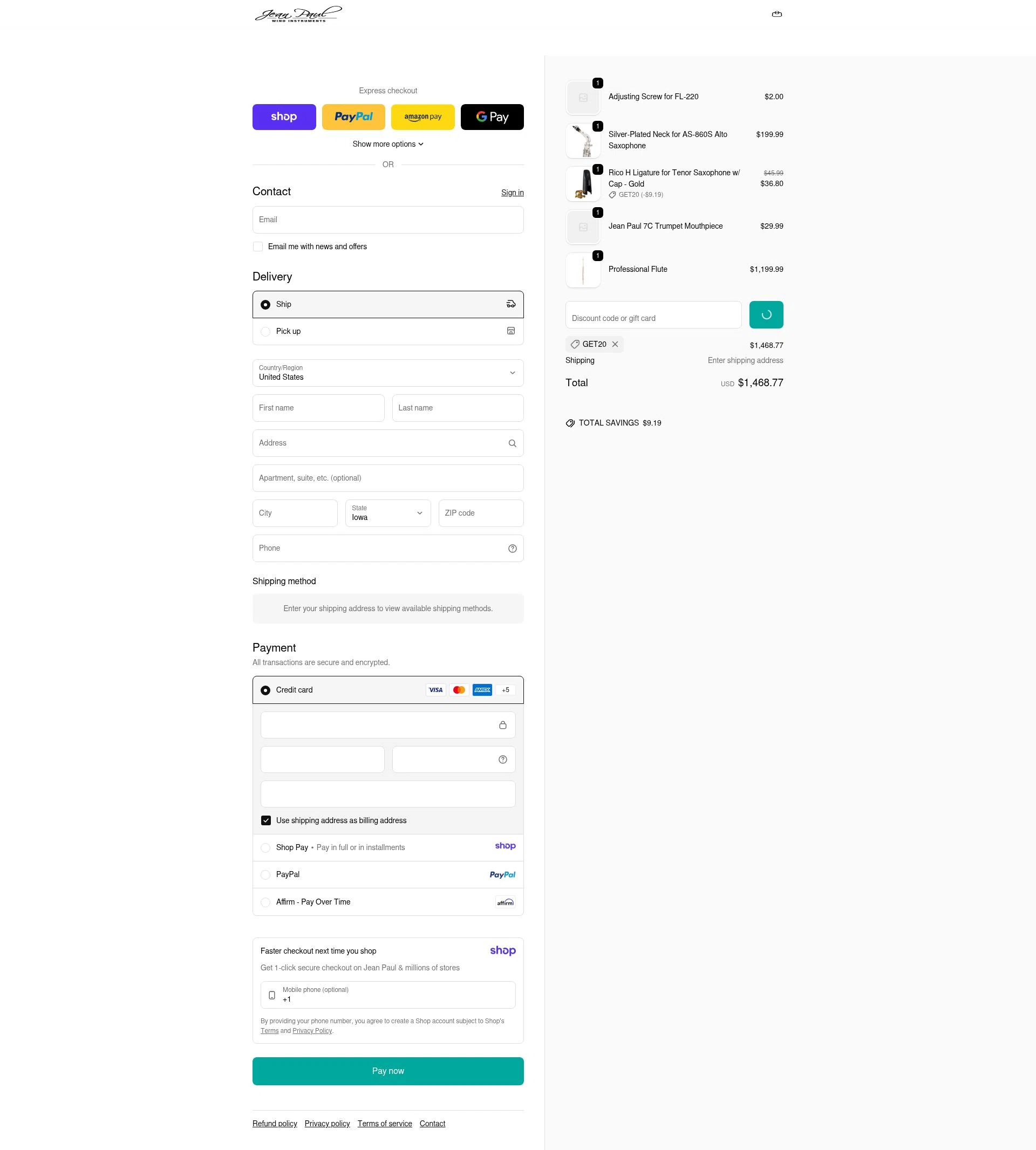 Jean Paul USA checkout page showing Jean Paul USA discount code box | Screenshot taken by SimplyCodes community member on Jan 16, 2026