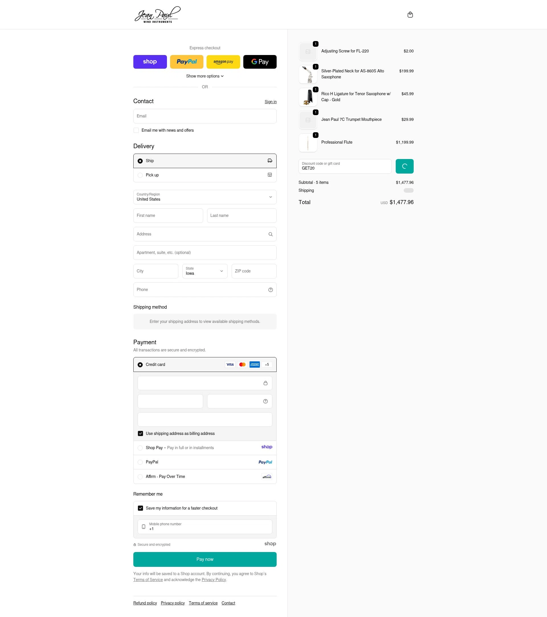 Jean Paul USA checkout page showing Jean Paul USA discount code box | Screenshot taken by SimplyCodes community member on Jan 6, 2026