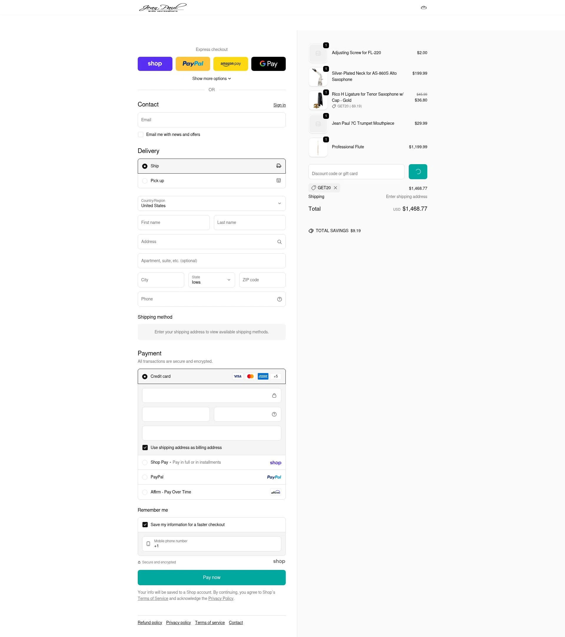 Jean Paul USA checkout page showing Jean Paul USA discount code box | Screenshot taken by SimplyCodes community member on Jan 21, 2026