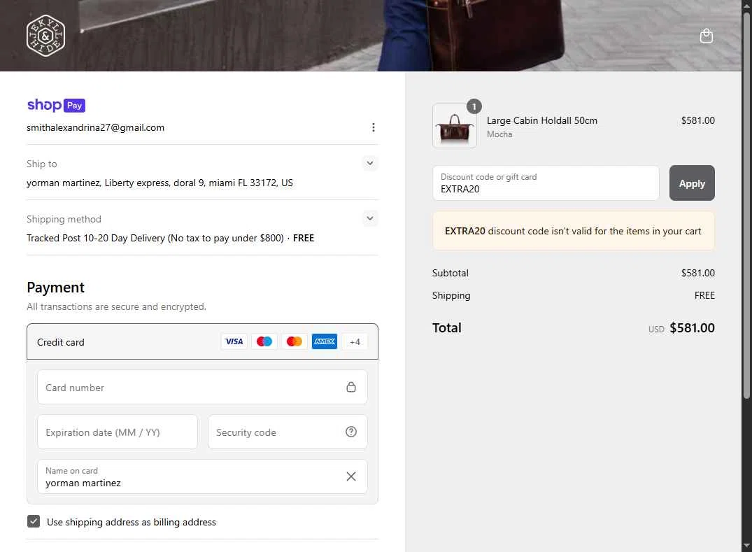 Jekyll and Hide UK checkout page showing Jekyll and Hide UK promo code box | Screenshot taken by SimplyCodes community member on Jul 9, 2025