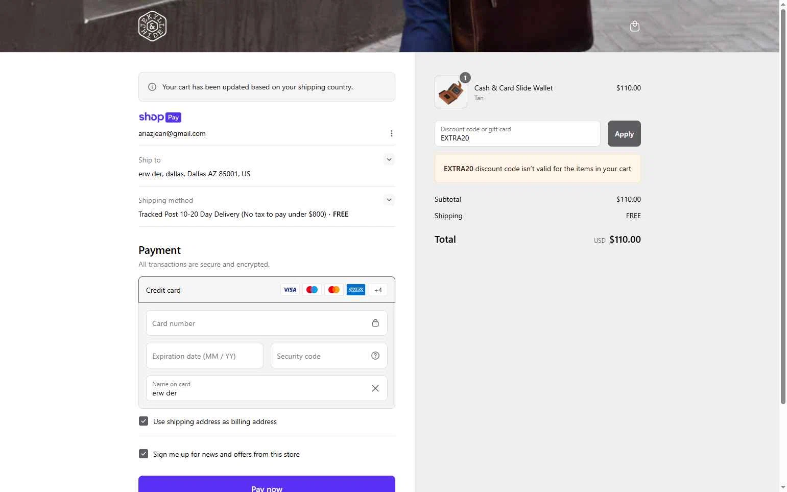 Jekyll and Hide UK checkout page showing Jekyll and Hide UK promo code box | Screenshot taken by SimplyCodes community member on Jul 9, 2025