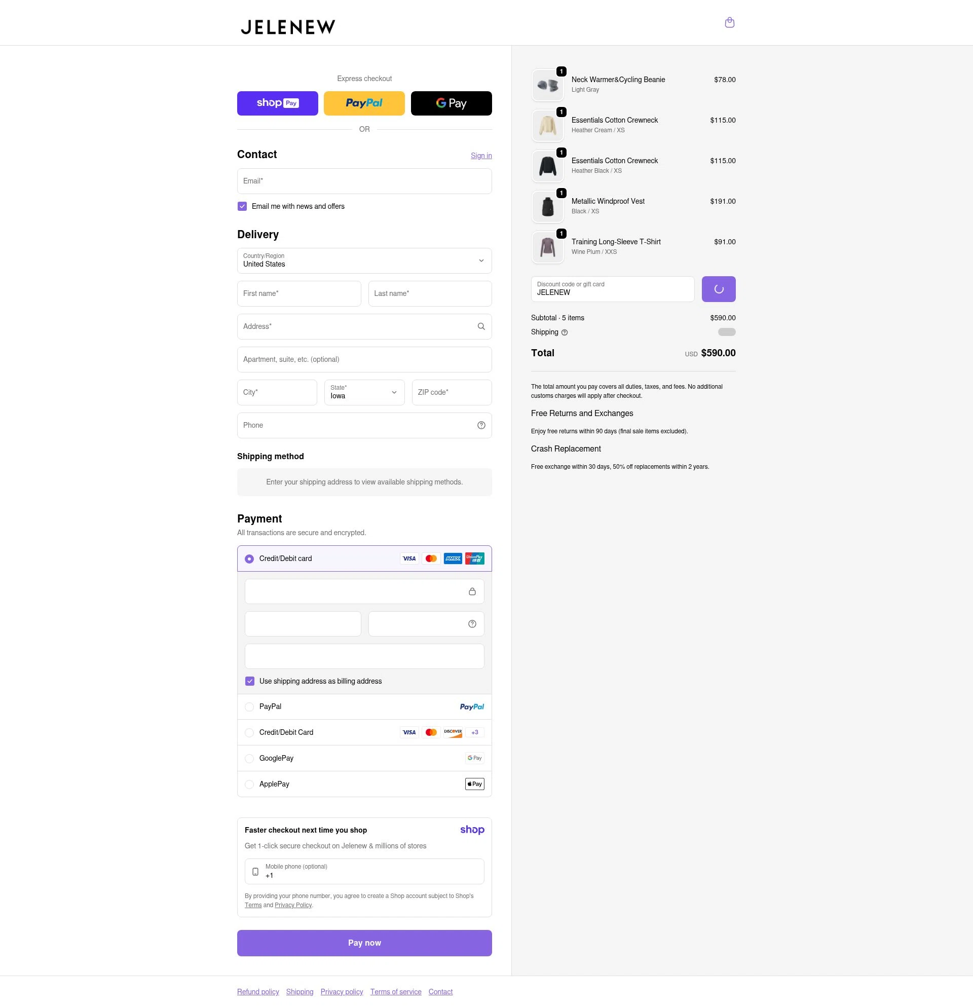 Jelenew checkout page showing Jelenew promo code box | Screenshot taken by SimplyCodes community member on Jan 10, 2026