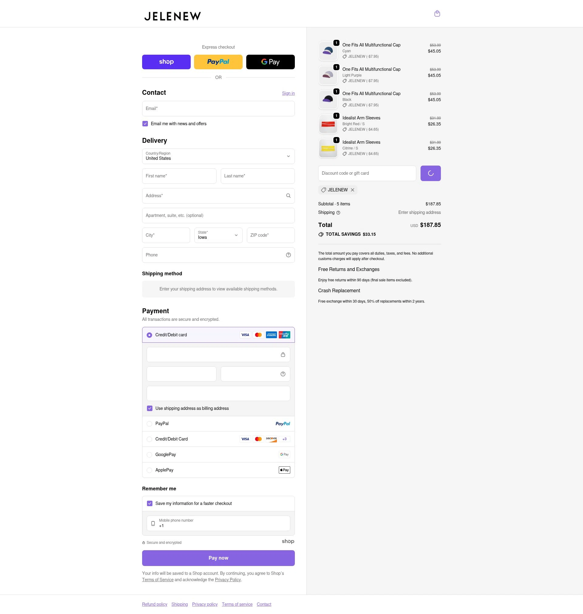 Jelenew checkout page showing Jelenew promo code box | Screenshot taken by SimplyCodes community member on Jan 15, 2026