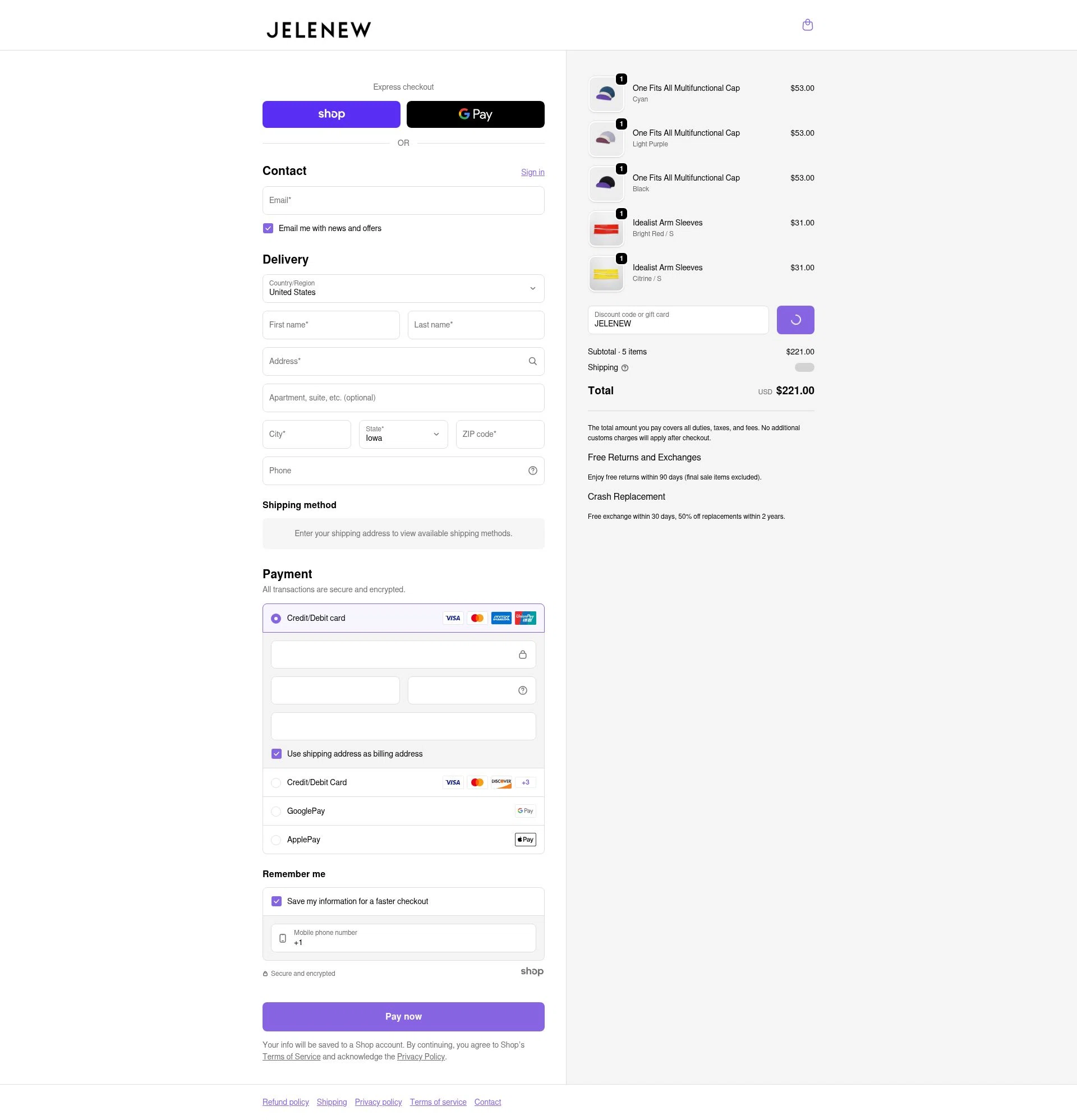 Jelenew checkout page showing Jelenew promo code box | Screenshot taken by SimplyCodes community member on Jan 29, 2026