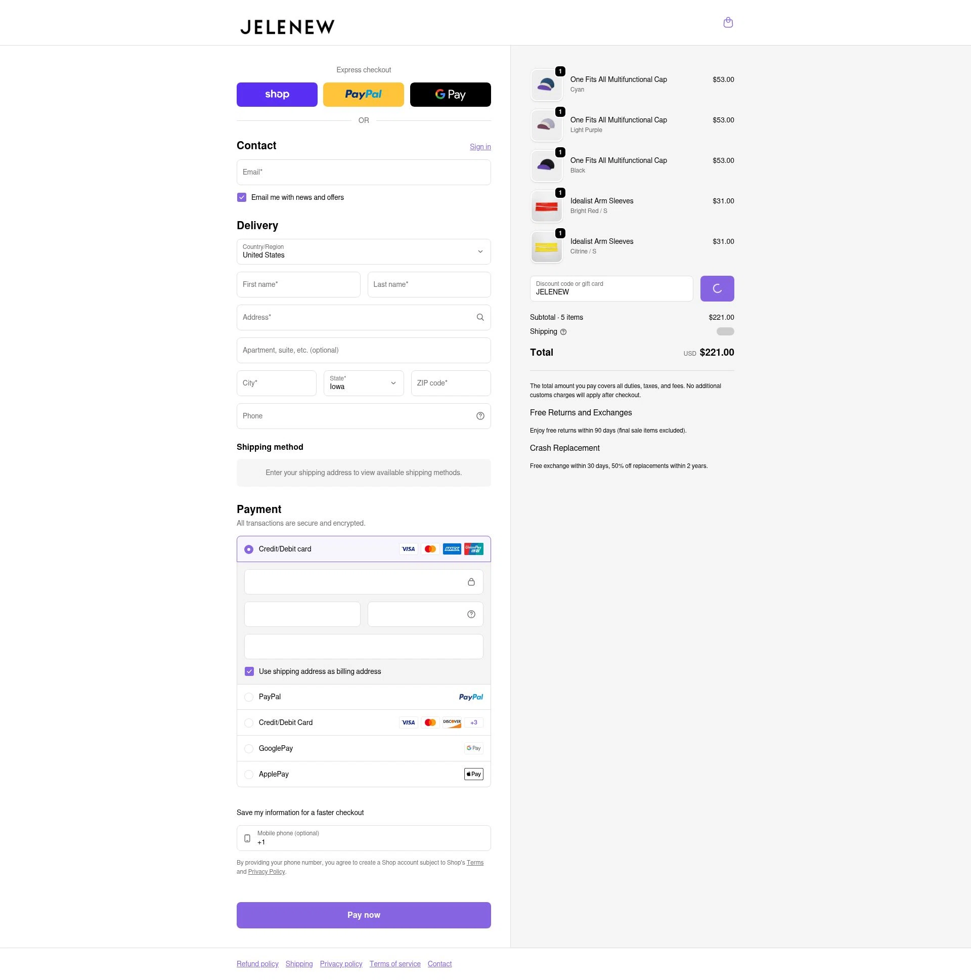 Jelenew checkout page showing Jelenew promo code box | Screenshot taken by SimplyCodes community member on Feb 3, 2026