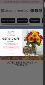 Jennie's Flowers coupon verification screenshot