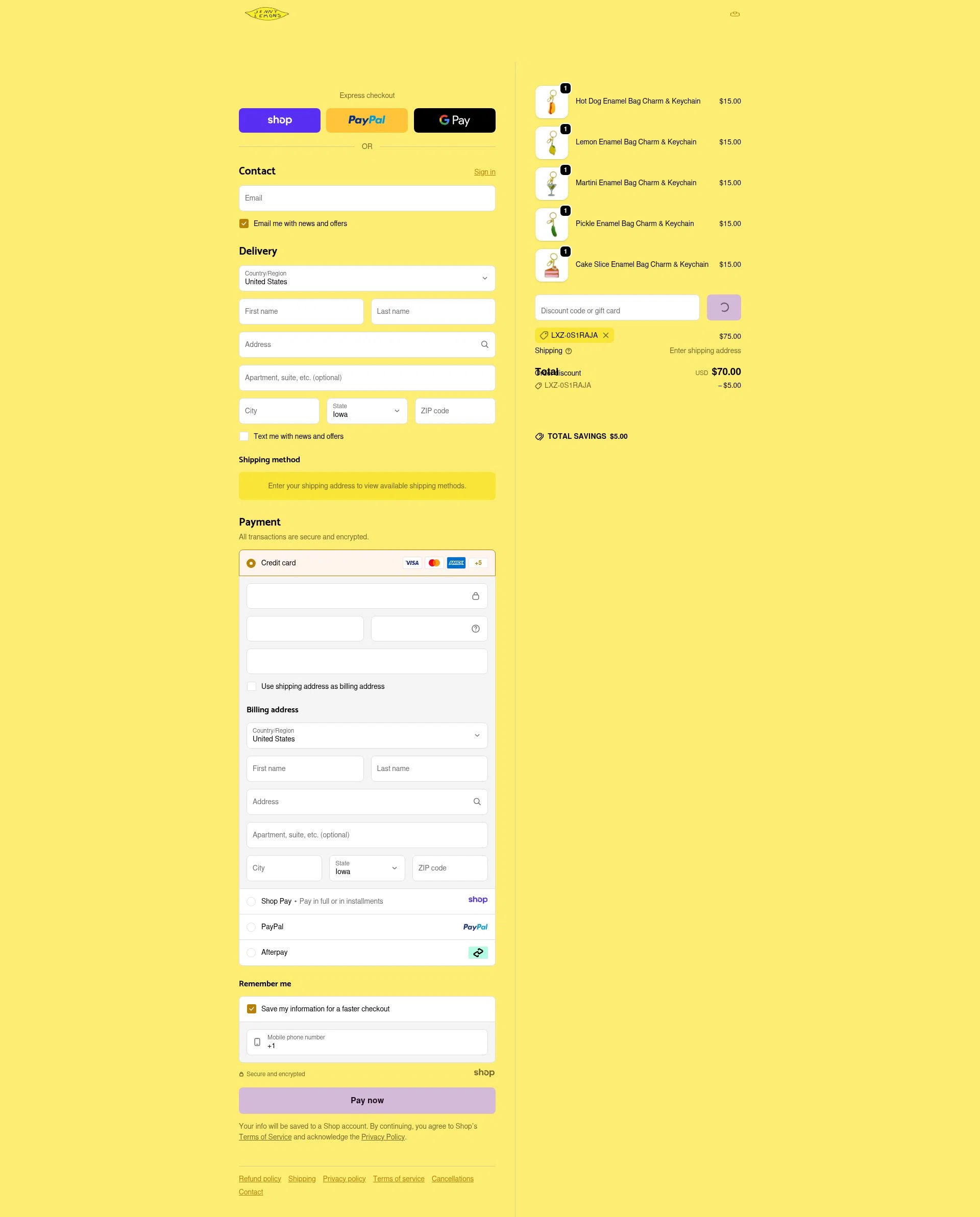 Jenny Lemons checkout page showing Jenny Lemons discount code box | Screenshot taken by SimplyCodes community member on Dec 26, 2025
