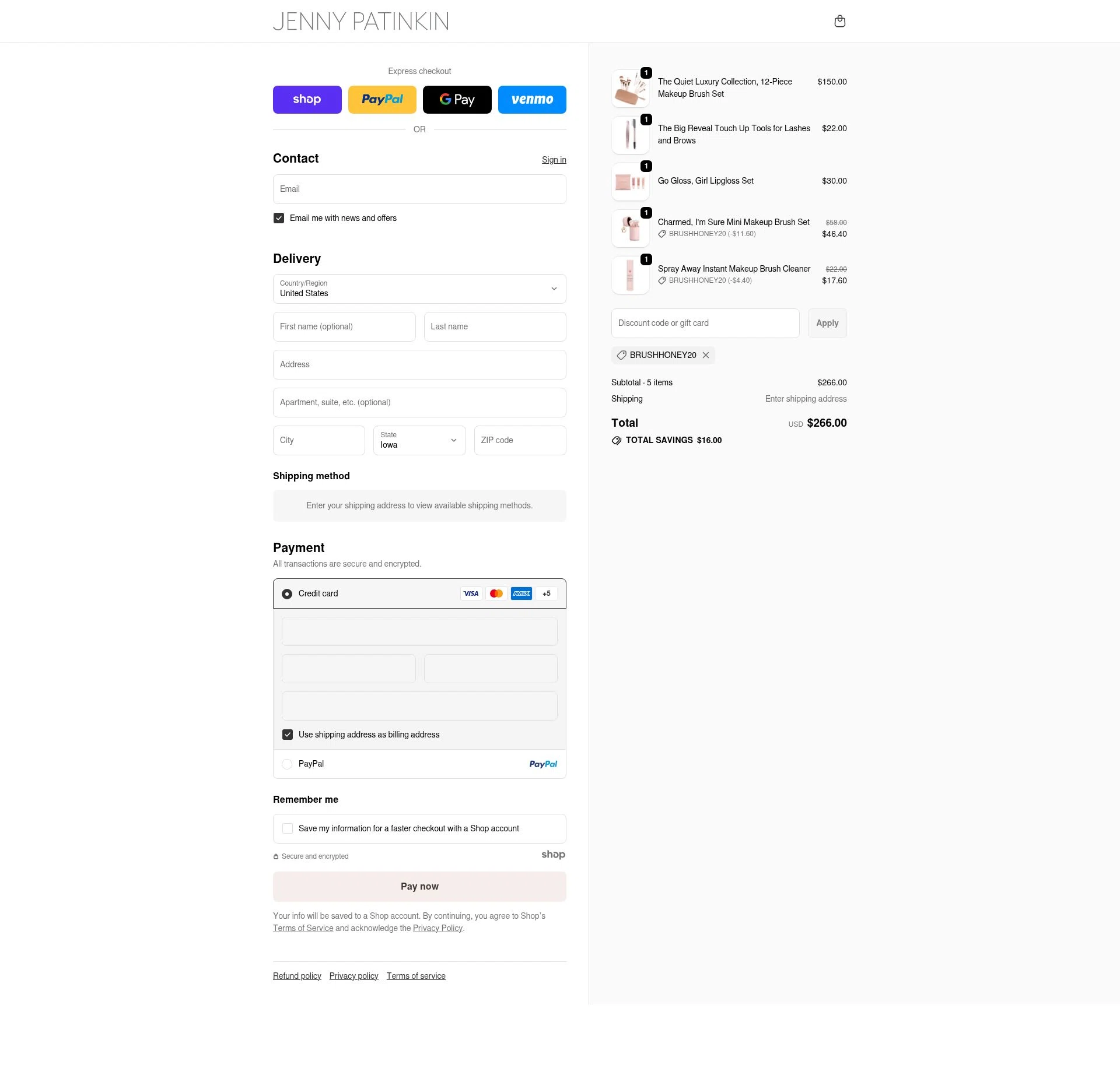 Jenny Patinkin checkout page showing Jenny Patinkin promo code box | Screenshot taken by SimplyCodes community member on Nov 19, 2025