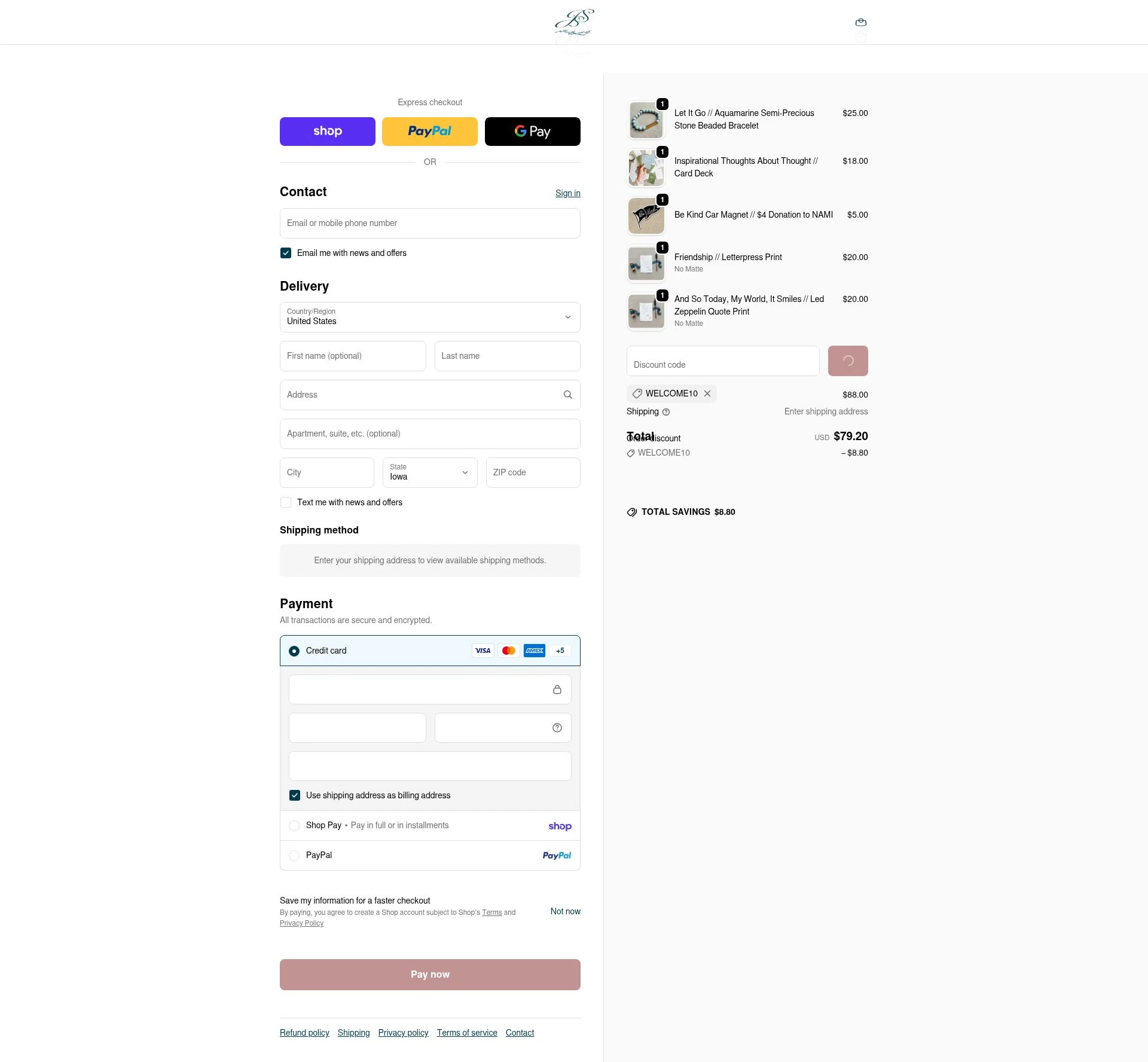 Jen Simpson Design checkout page showing Jen Simpson Design promo code box | Screenshot taken by SimplyCodes community member on Feb 14, 2026