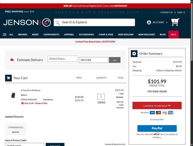 JensonUSA checkout page showing JensonUSA promo code box | Screenshot taken by SimplyCodes community member on Sep 2, 2025