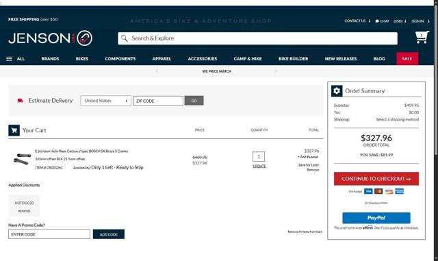 JensonUSA checkout page showing JensonUSA promo code box | Screenshot taken by SimplyCodes community member on Aug 26, 2025